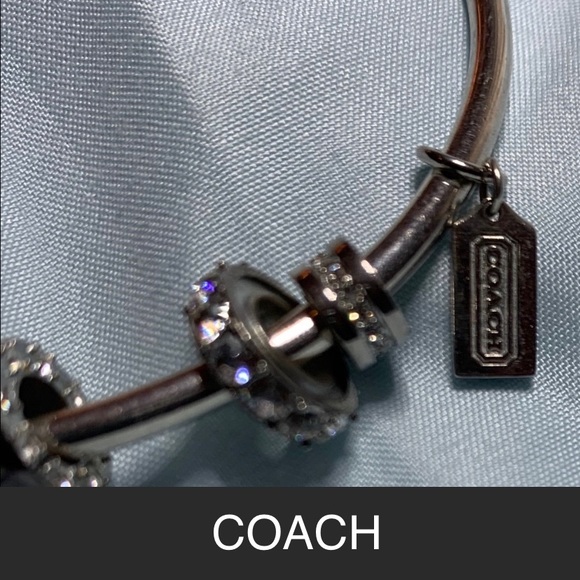 Coach Jewelry - ⭐️Coach Silver Bracelet w/Rhinestone Beads.